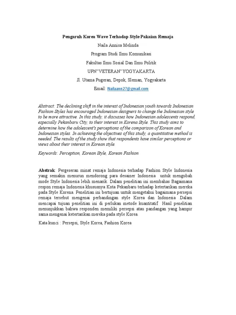 Penelitian ini bertujuan untuk mengetahui bagaimana dampak drama korea dalam. Pengaruh Drama Korea Terhadap Style Pakaian Remaja Pdf