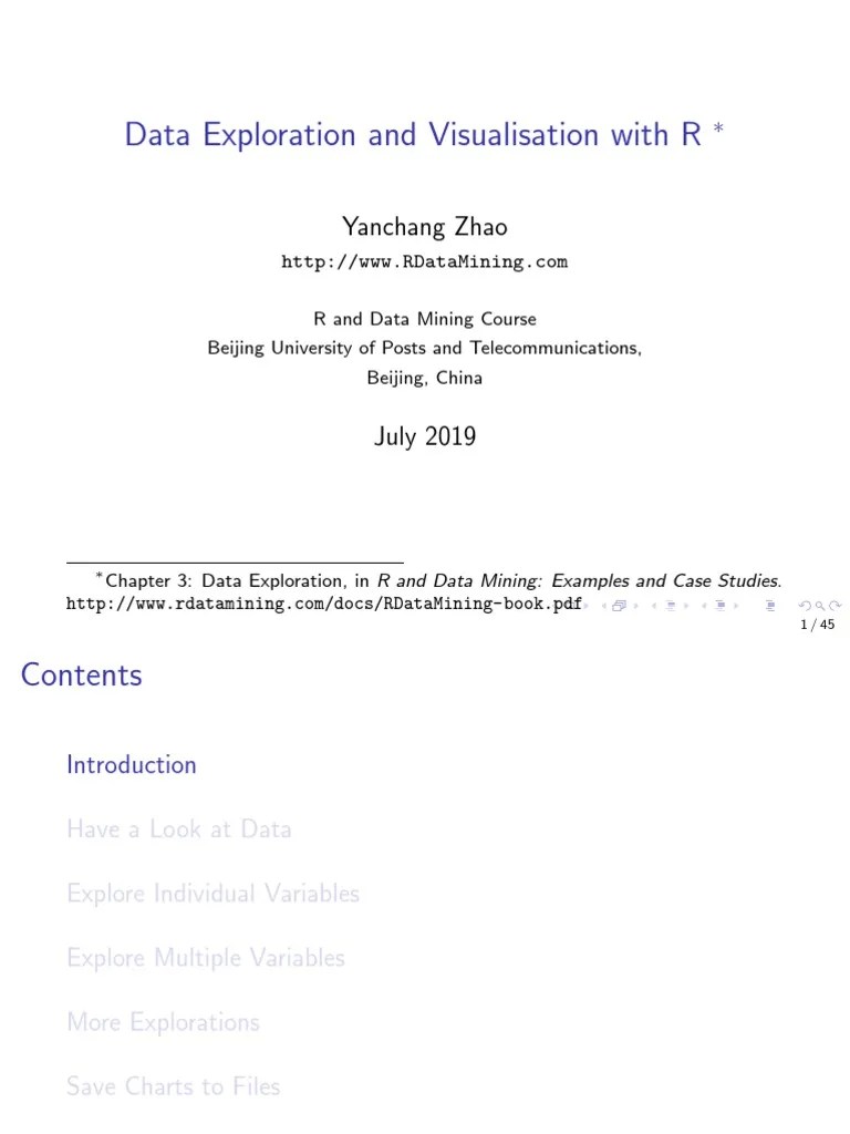 Data Exploration And Visualisation With R: Yanchang Zhao | PDF | Quantile | Teaching Mathematics