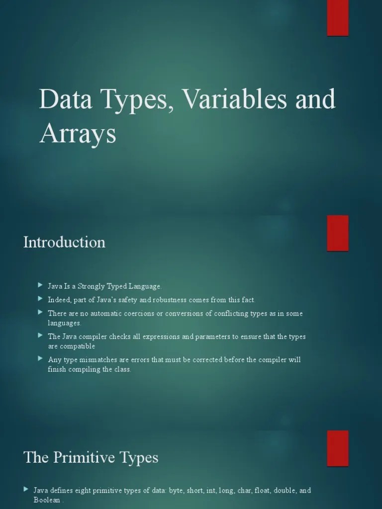 Data Types, Variables And Arrays | PDF | Data Type | Array Data Type