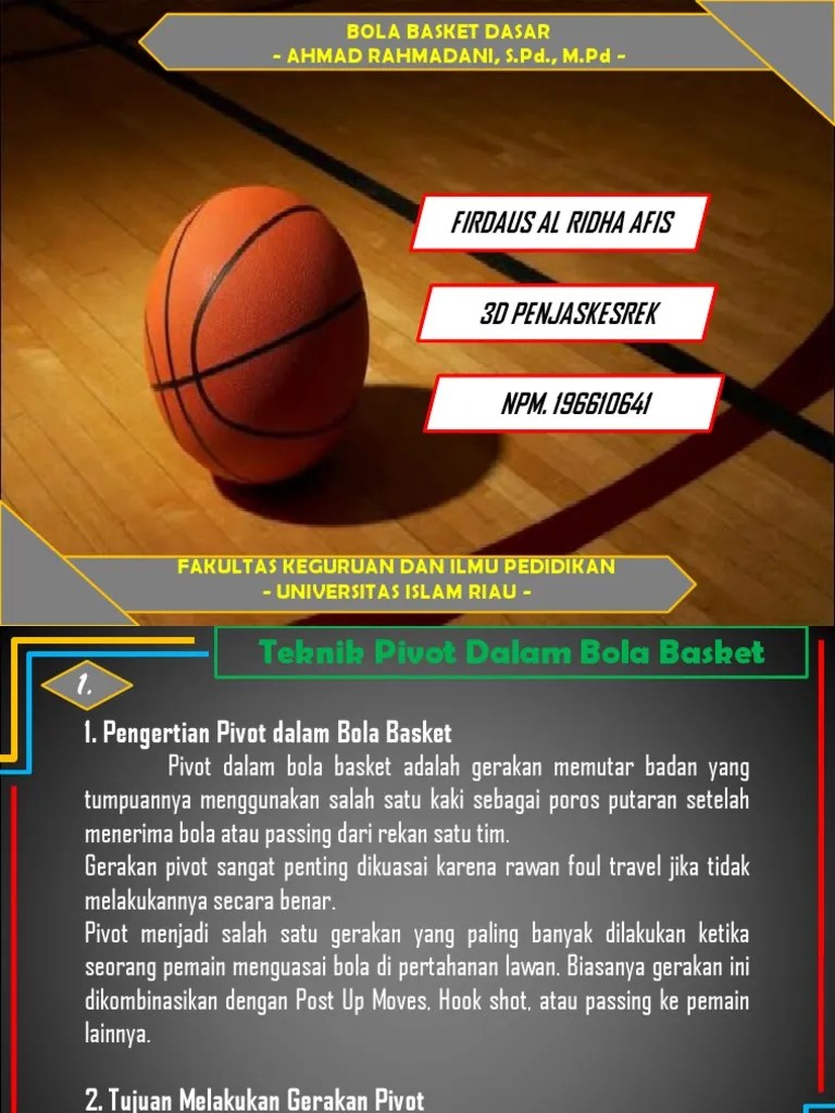 Bola Basket Dasar (Tugas 10) - FIRDAUS AL RIDHA AFIS (196610641) - 3D  PENJASKESREK-dikonversi | PDF