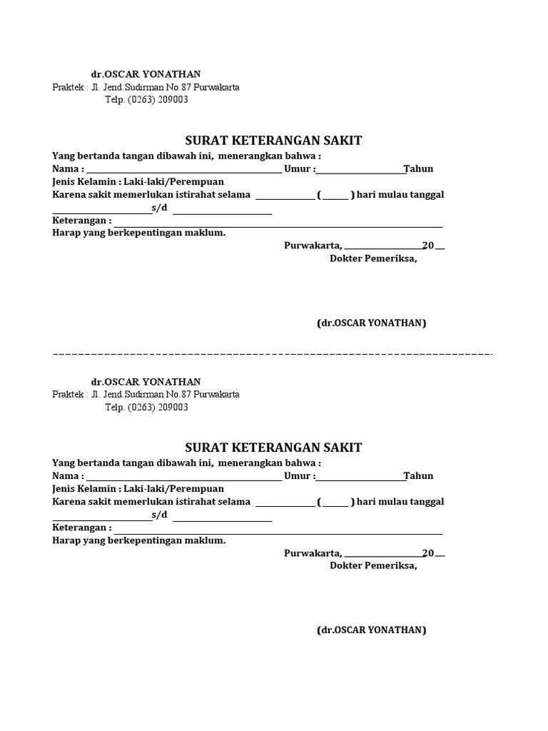 Surat Keterangan Sakit | PDF