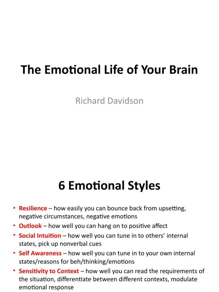 The Emotional Life Of Your Brain: Richard Davidson | PDF | Prefrontal ...