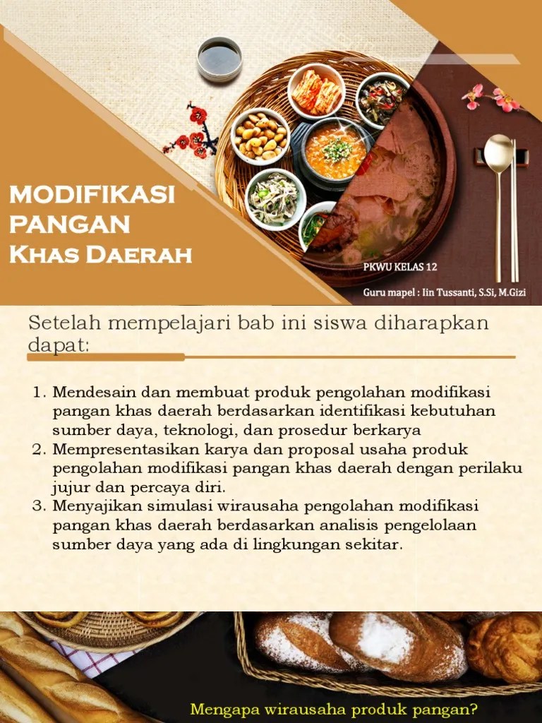 KELAS 12 - Kreasi Makanan Khas Daerah (Pertemuan 1 Semester 2-2021) | PDF