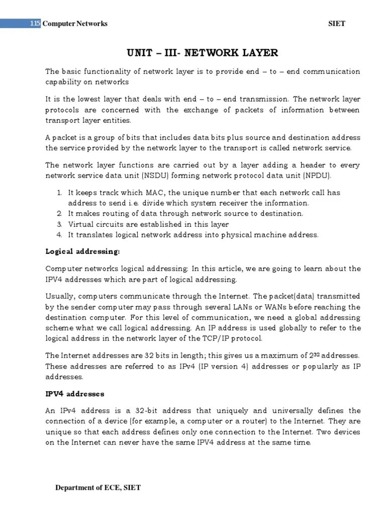 Unit-Iii CN | PDF | Internet Protocols | Routing