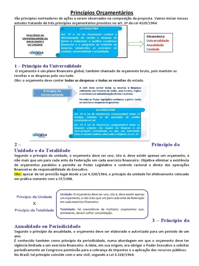 Princípios Orçamentários | PDF | Orçamento Governamental | Orçamento