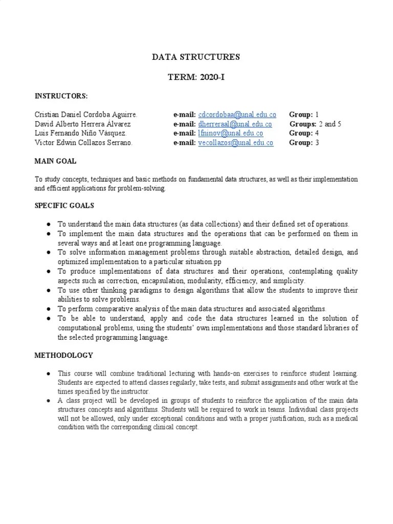 Data Structures-Syllabus-2020-I | PDF | Computer Programming ...