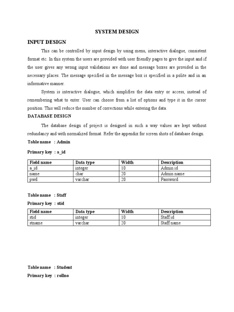 System Design Input Design | PDF | Data Type | Input/Output