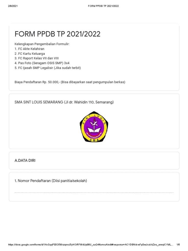 FORM PPDB - Google Forms 066 | PDF