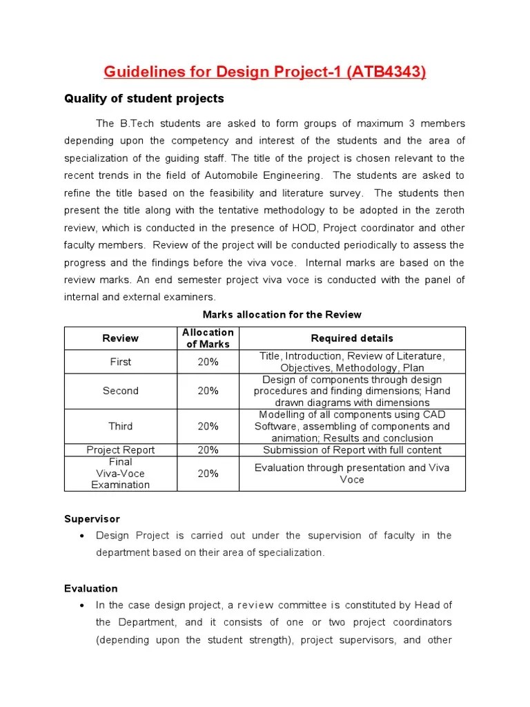 Guidelines For Design Project-1 With Rubrics | PDF | Thesis | Rubric ...