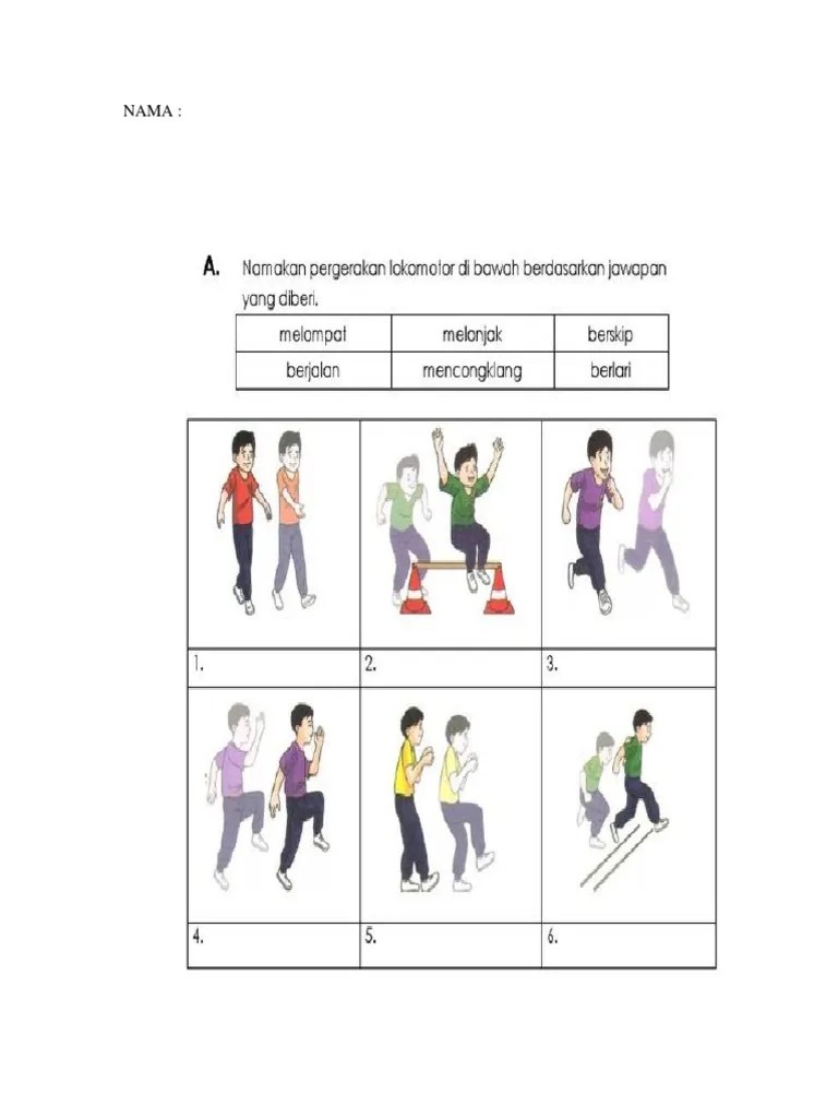 Gambar Pergerakan Lokomotor Tahun 1 / Pergerakan Lokomotor Worksheet