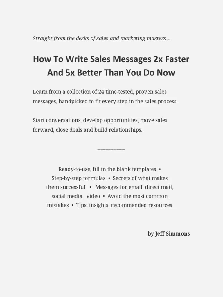 How To Write Sales Messages 2x Faster And 5x Better Than You Do Now ...