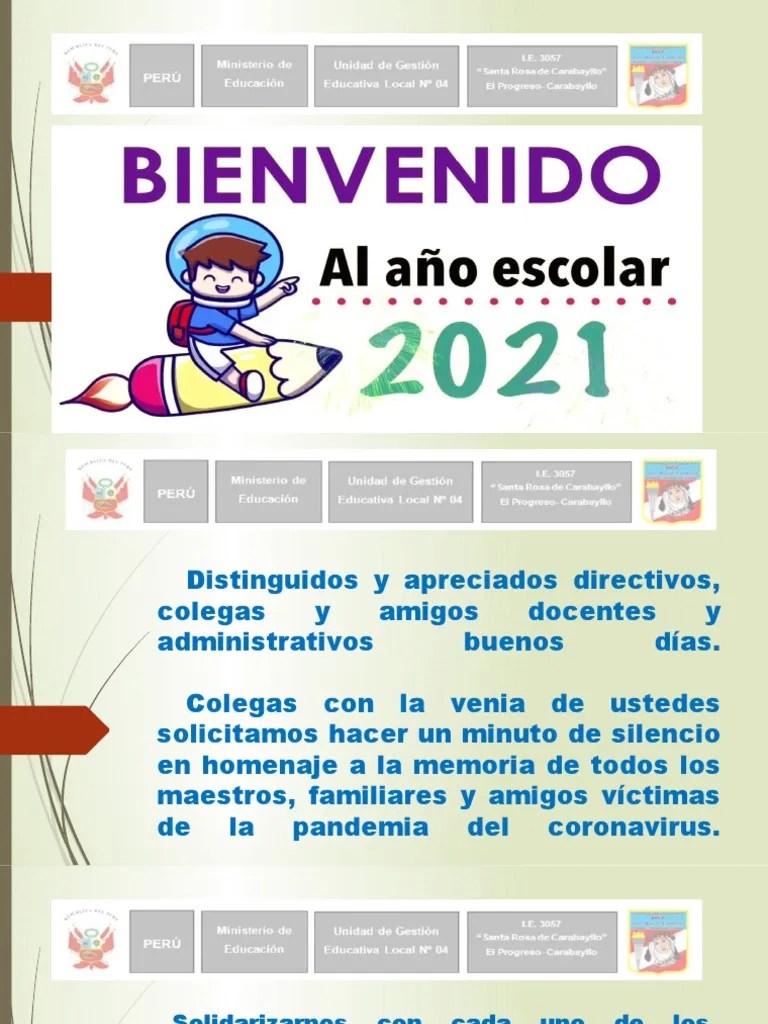 Saludo De Bienvenida Al Año Escolar 2021 Equipo Directivo | PDF