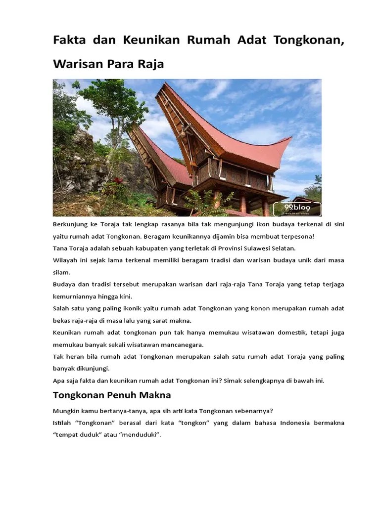 Keunikan Rumah Adat Tongkonan Berasal Dari Provinsi