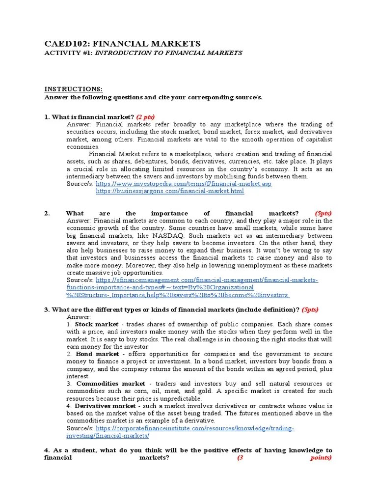 Introduction To Financial Markets | PDF | Stocks | Investor