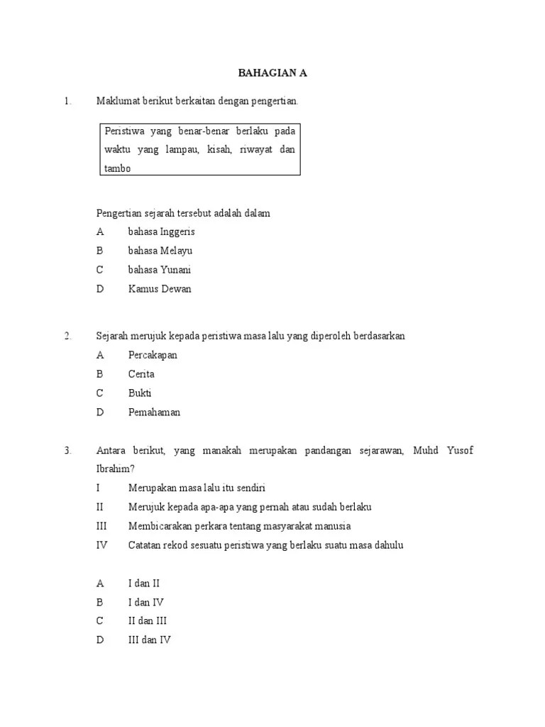 Termasuklah sejarawan dan persejarahan melayu: Bahagian A W2 Pdf