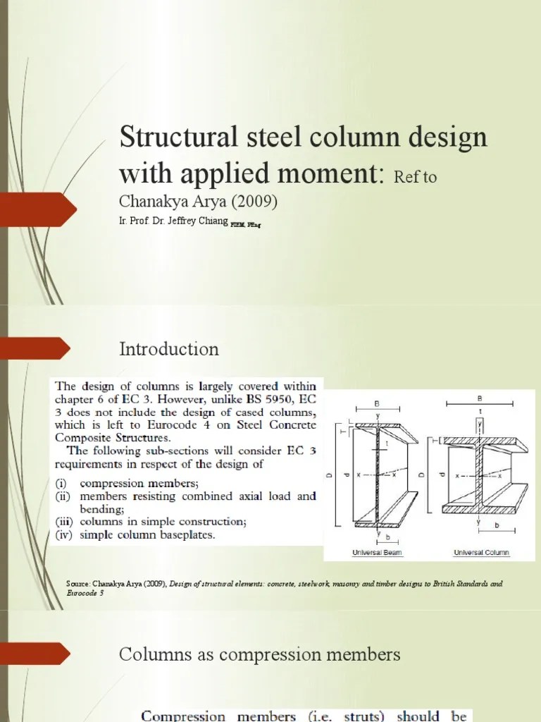 Structural Steel Column Design - Refer To Chanakya Arya | PDF