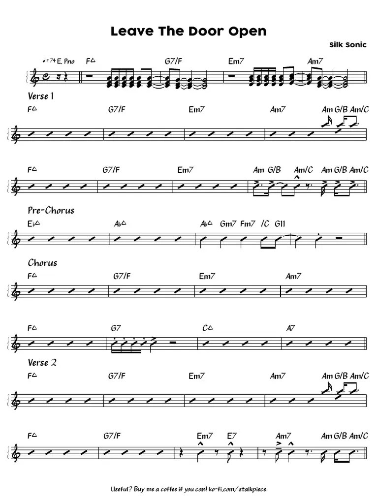Leave The Door Open (Silk Sonic) - Chords | PDF | Song Structure ...