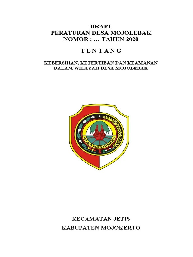 Draft Perdes Kebersihan Ketertiban Dan Keamanan Desa Mojolebak 2020 | PDF