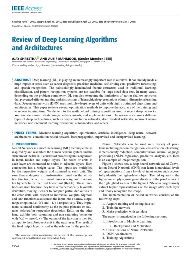 Deep Learning Algorithms And Architectures | PDF | Deep Learning ...