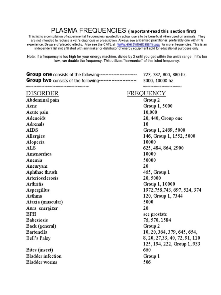 Rife Healing Frequencies | PDF | Diseases And Disorders | Medical Specialties