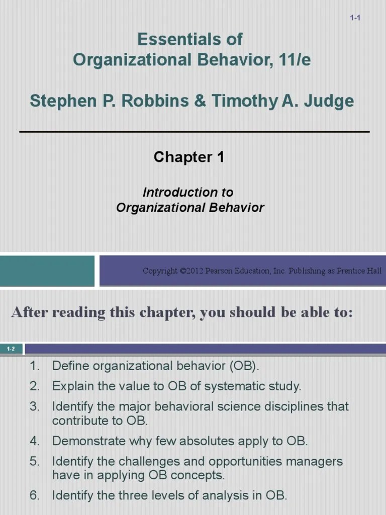 Chapter 1 - Organizational Behavior | PDF | Organizational Behavior ...