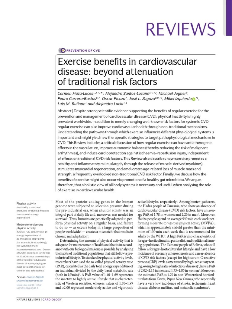 Exercise Benefits In Cardiovascular Disease Beyond Attenuation Of Traditional Risk Factors | PDF ...