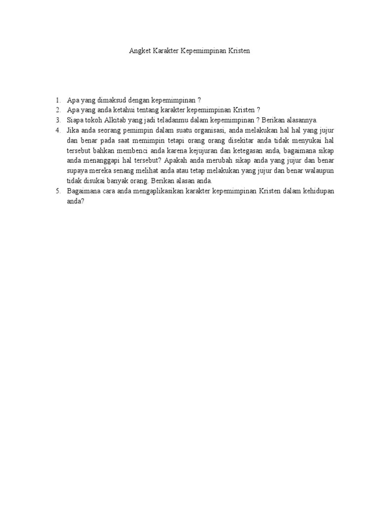 Angket Karakter Kepemimpinan Kristen | PDF