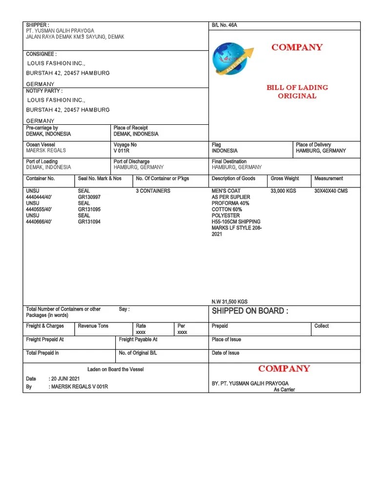 Export Of Men's Coats From Indonesia To Germany: Details Of Shipment ...