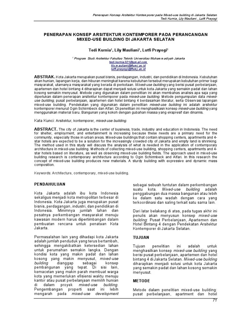 Penerapan Konsep Arsitektur Kontemporer Pada Perancangan Mixed-Use ...
