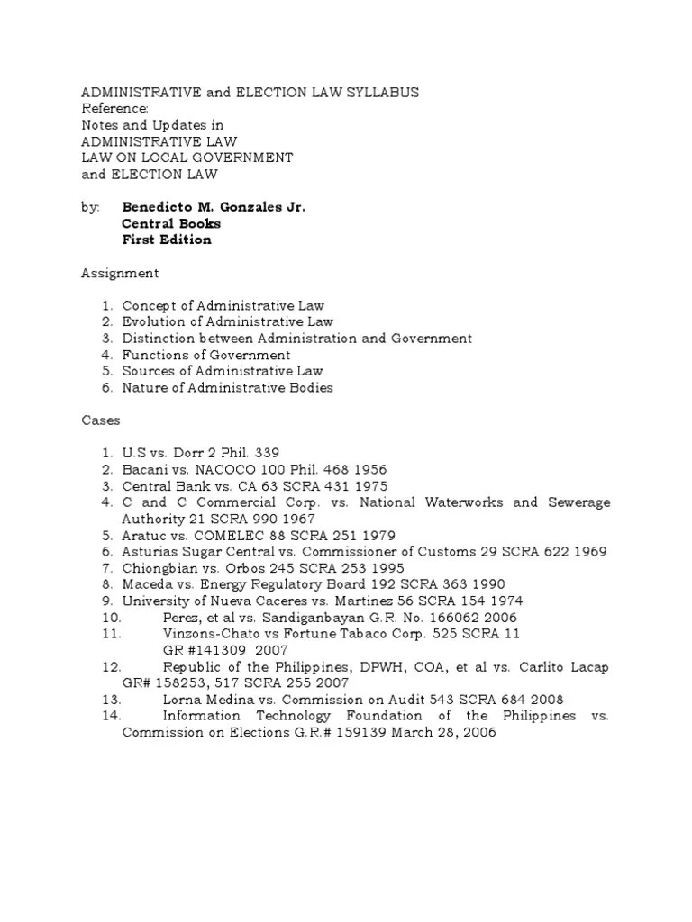 An Introduction To Administrative Law, Local Government Law, And Election Law: Concepts, Cases ...