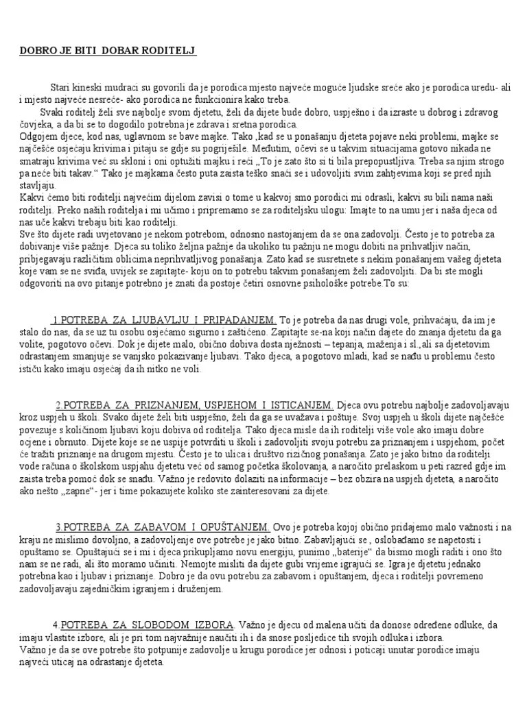 Dobro Je Biti Dobar Roditelj | PDF