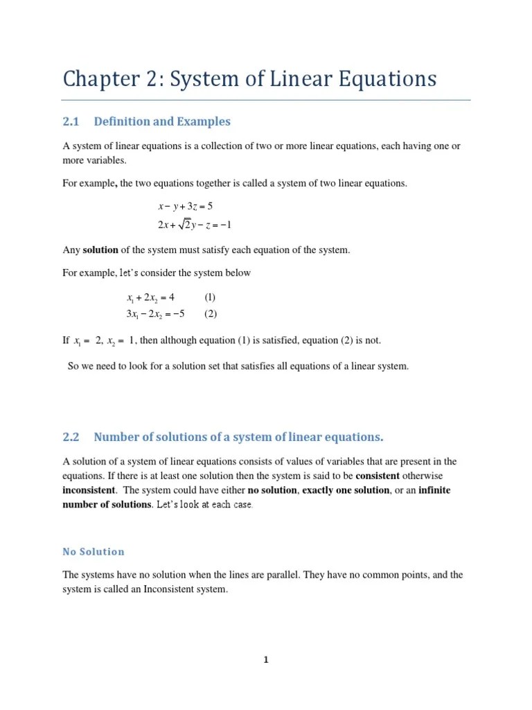 System Of Linear Equations | PDF | System Of Linear Equations | Equations