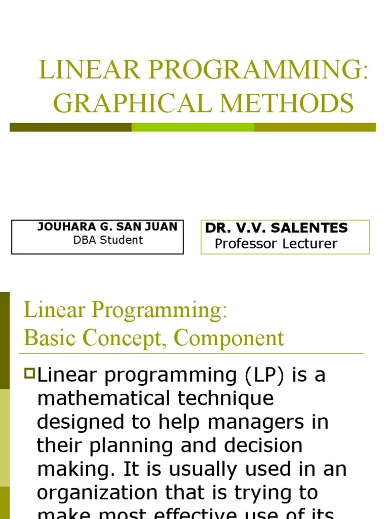 Linear Programming - Graphical Method | PDF | Linear Programming ...