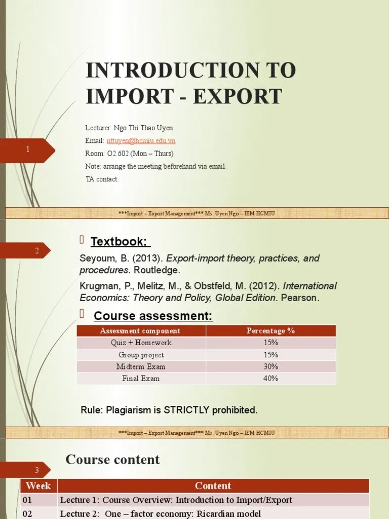 Lecture 01 - Introduction To Import Export | PDF | Balance Of Trade ...