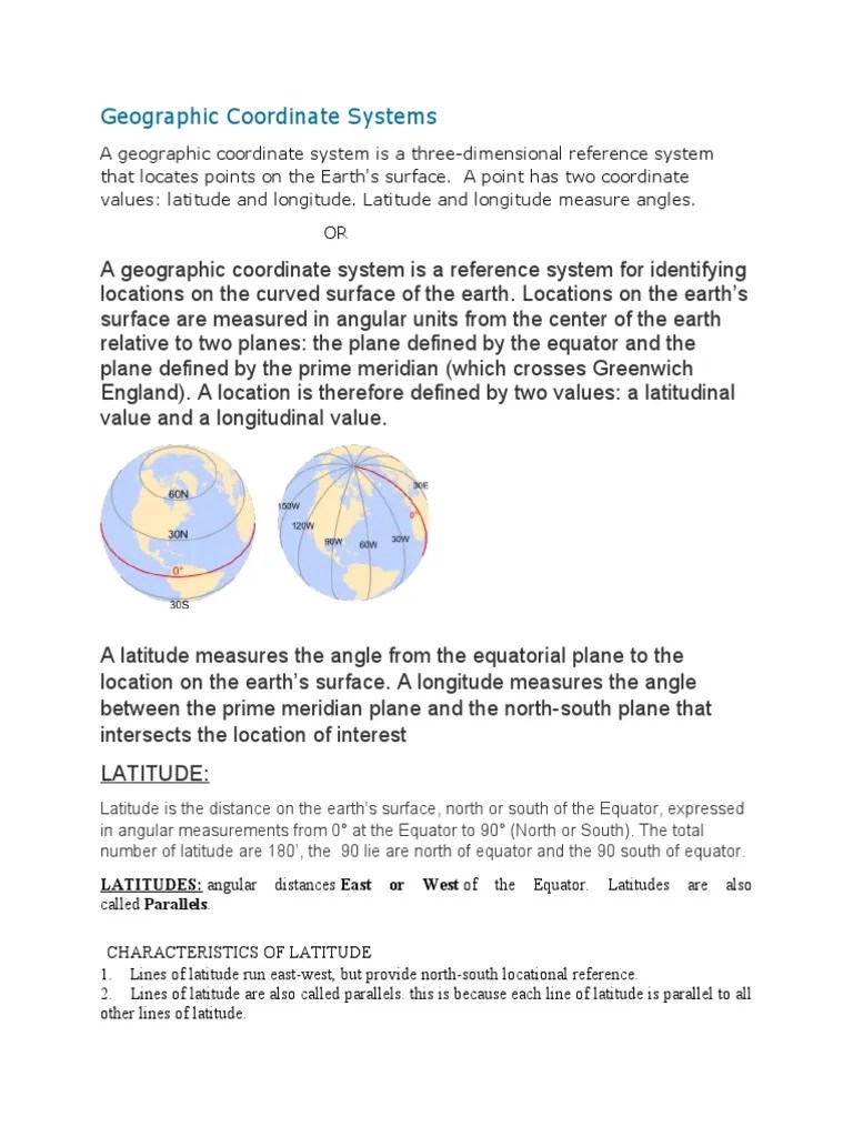Geographic Coordinate Systems | PDF | Latitude | Longitude