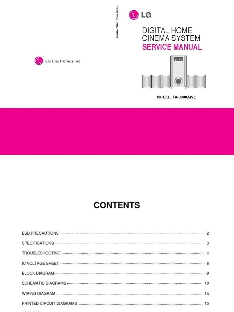 Lg Fa 3000awe Service Manual Audio Electrostatic Discharge