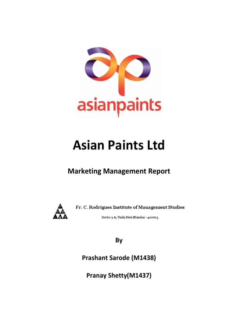 Asian Paints Marketing Management Report | PDF | Business | Economies