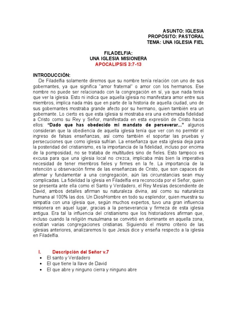 Una Iglesia Misionera Fiel: El Ejemplo De La Iglesia En Filadelfia ...