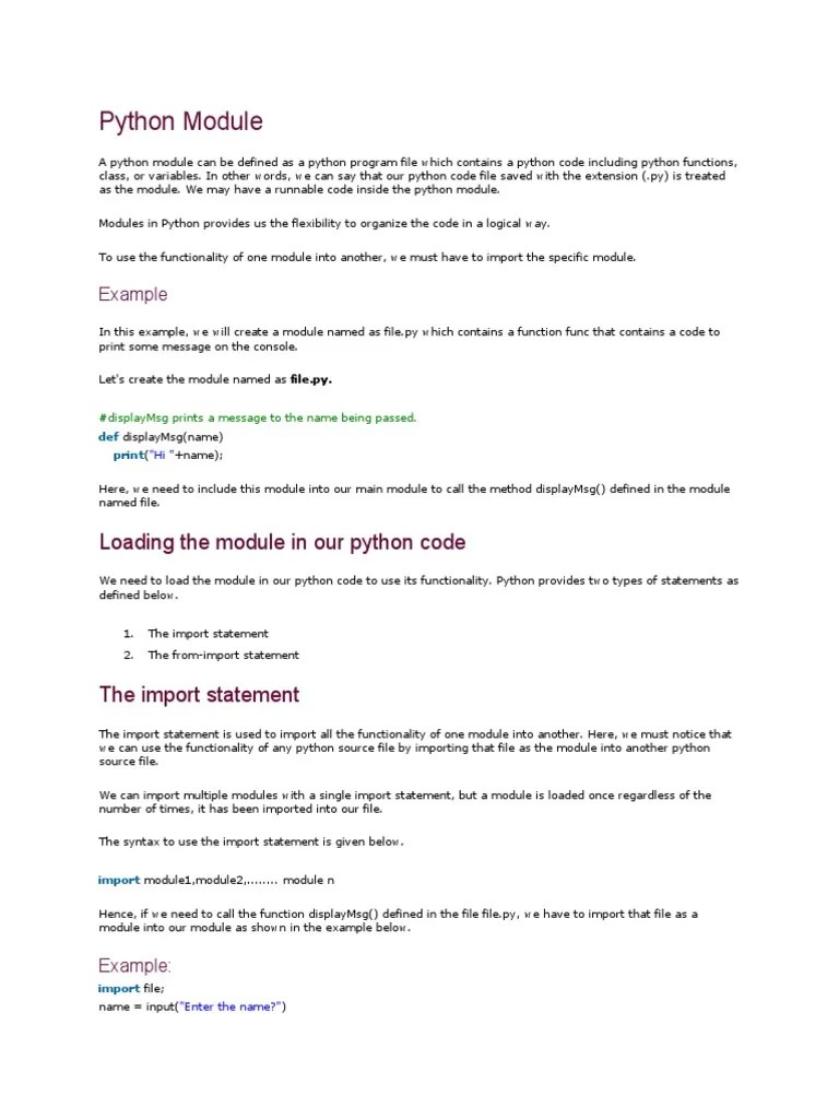 Loading The Module In Our Python Code | Download Free PDF | Python ...