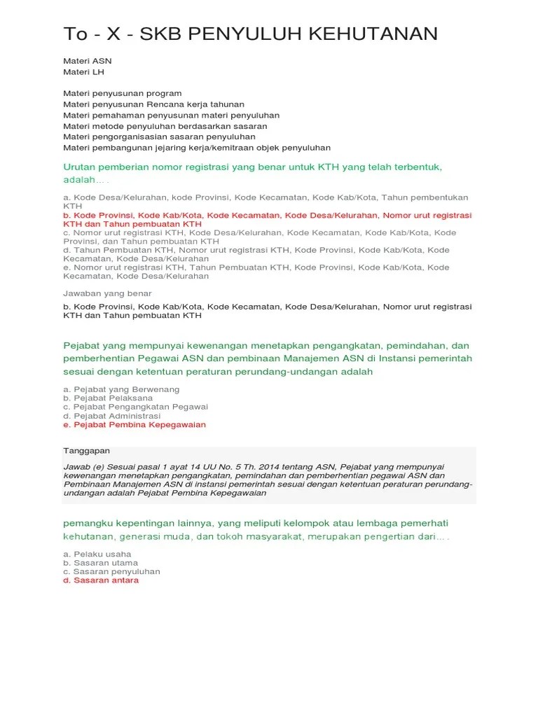 To - X - SKB PENYULUH KEHUTANAN | PDF