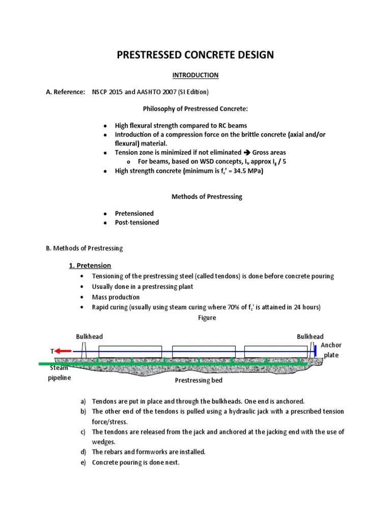Prestressed Concrete Design: A. Reference: NSCP 2015 And AASHTO 2007 ...