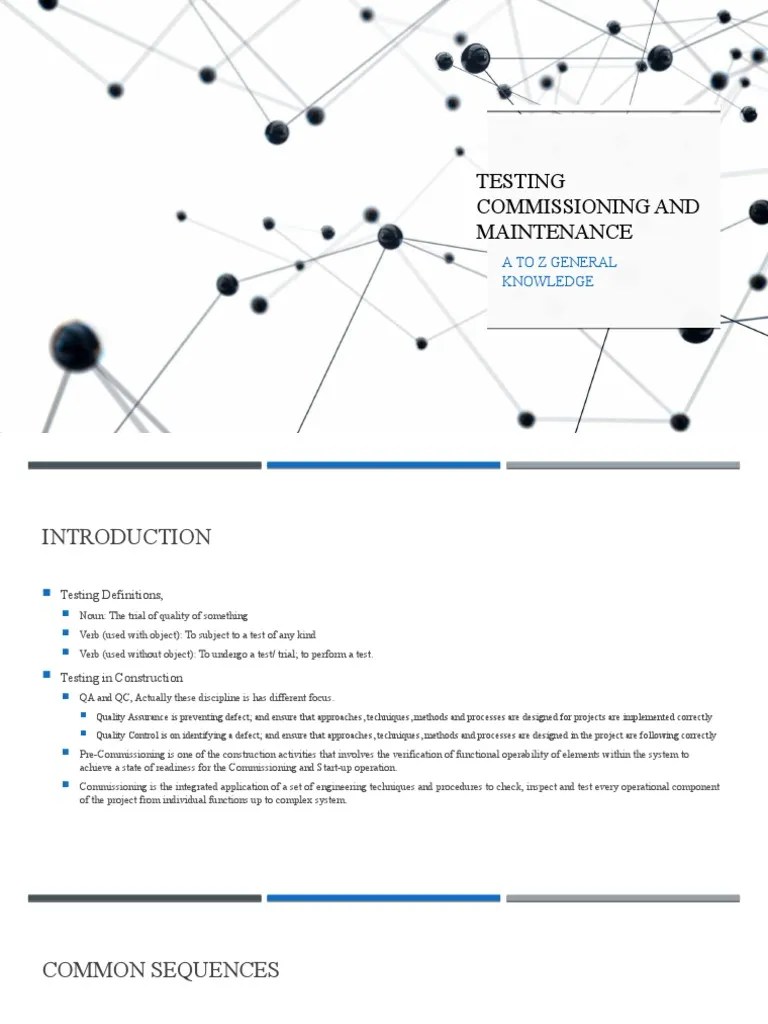 Testing And Commissioning | PDF | Quality Assurance | Energy And Resource
