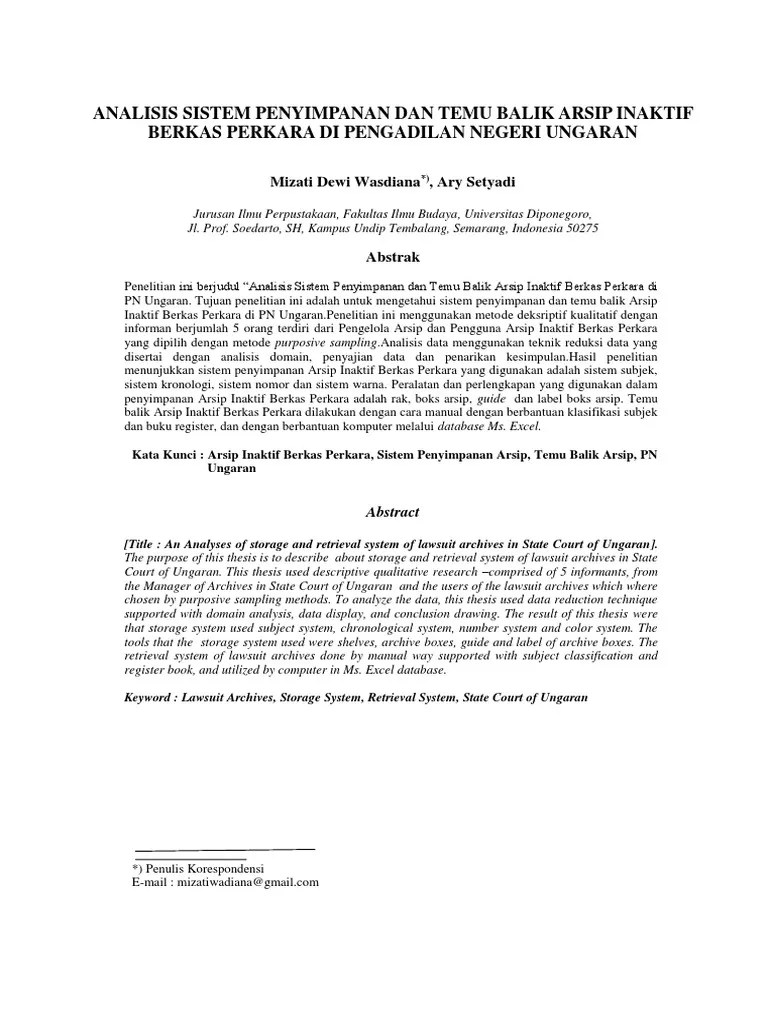 Analisis Sistem Penyimpanan Dan Temu Balik Arsip Inaktif | PDF