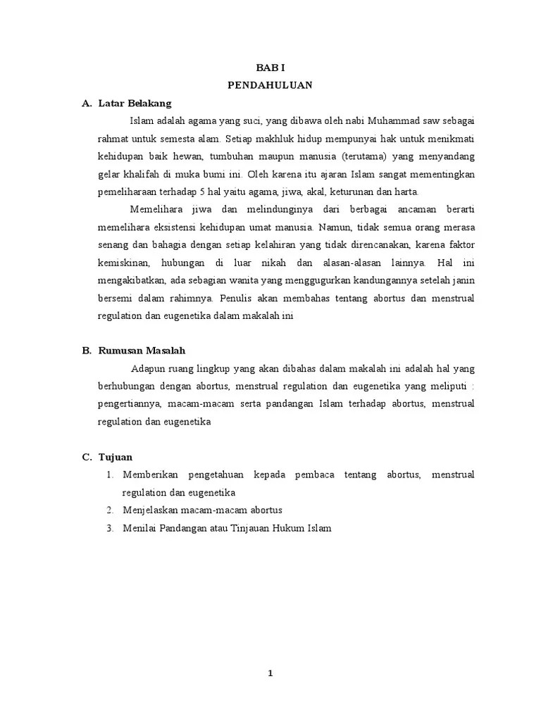 Makalah Abortus, Menstrual Regulation Dan Eugenetika | PDF