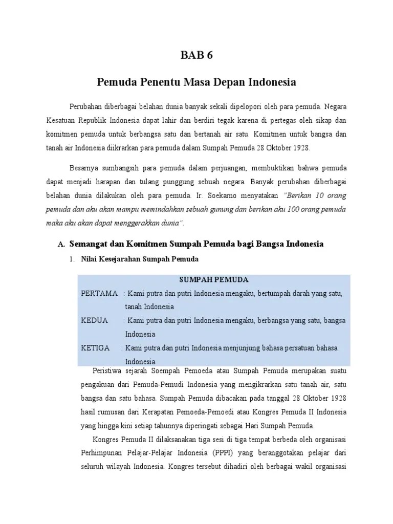 Semangat Dan Komitmen Sumpah Pemuda Bagi Bangsa Indonesia | PDF