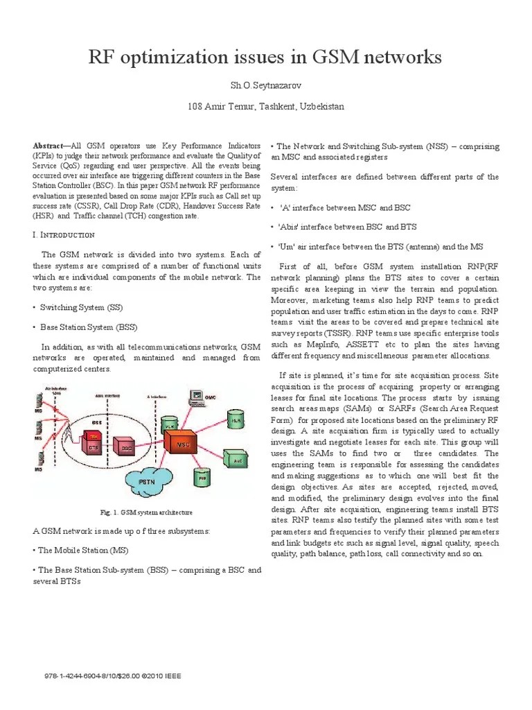 RF Optimization Issues In GSM | PDF | Radio | Computer Engineering