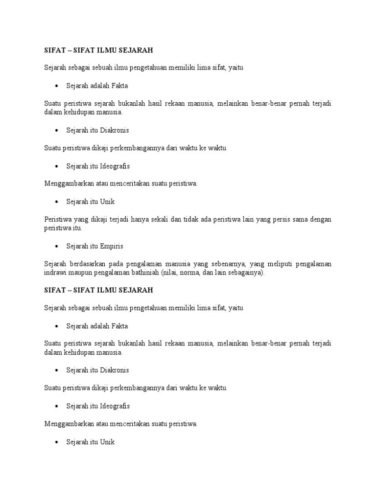 Berikut ini yang bukan merupakan syarat sejarah sebagai ilmu adalah. Sifat Sifat Sejarah Pdf