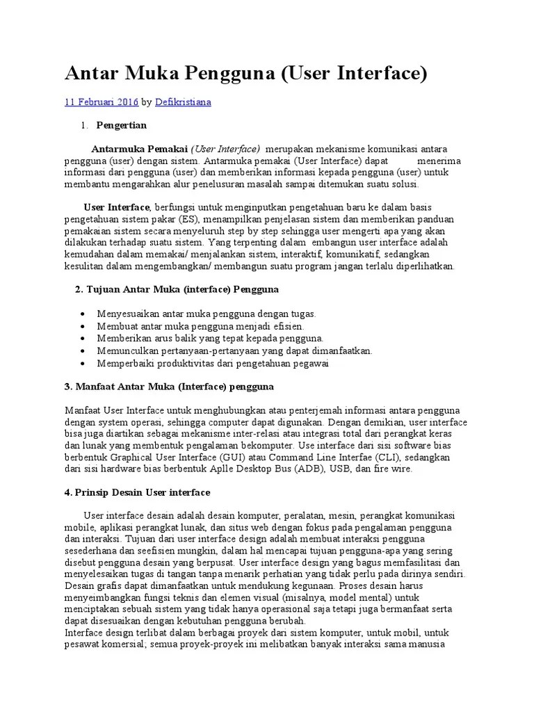 Antar Muka Pengguna | PDF