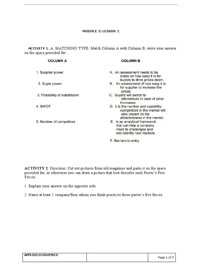 MODULE 3 Lesson 1 - Acitivites And Quiz | PDF