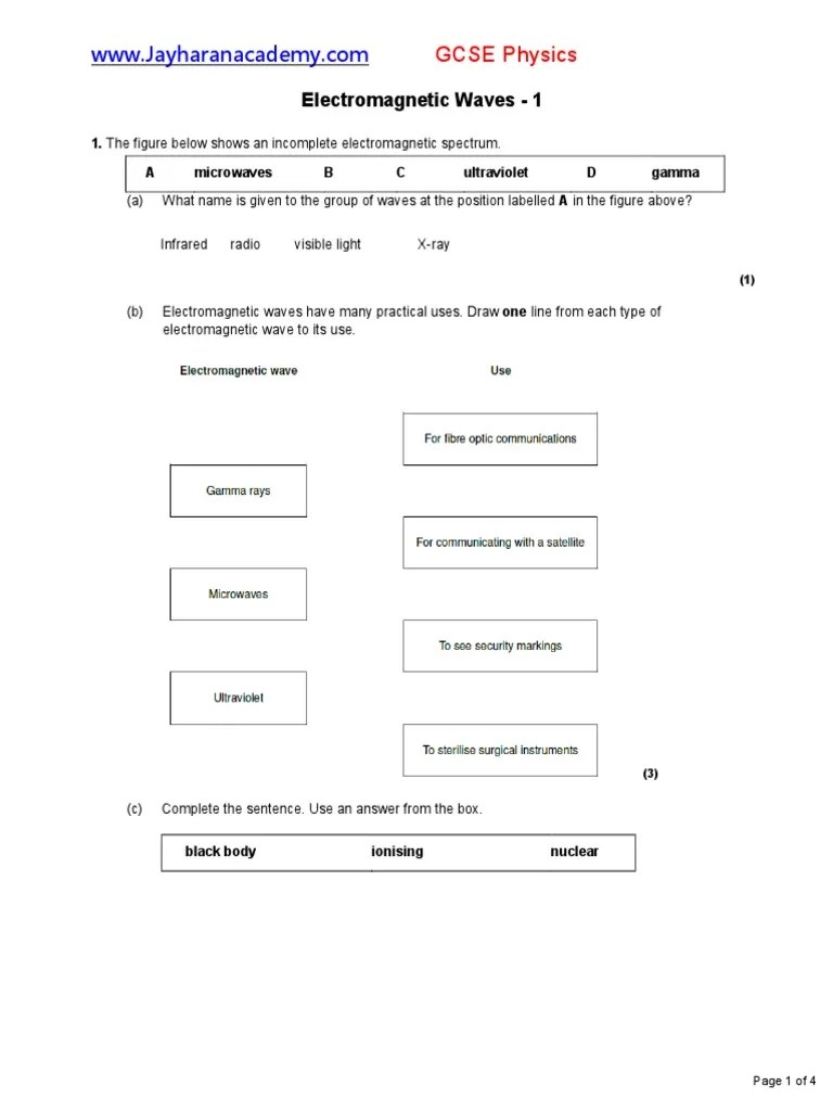 GCSE Physics: Electromagnetic Waves - 1 | PDF | Electromagnetic ...